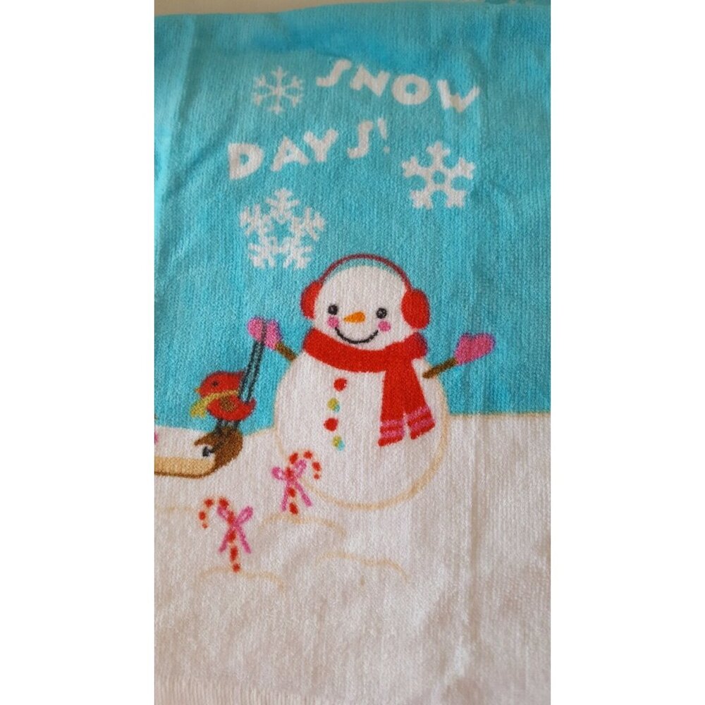 Snowdays‎ Snowman Tea Towels Set Of 2 Blue White Snowflakes Kitchen Dishtowel